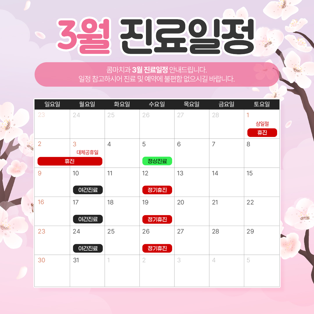 3월 진료일정